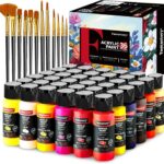 Fantastory Acrylfarben Set, 60mlx36 klassische Acrylic Paint,12 Pinseln;wasserfest,hohe Lichtechtheit,ungiftig;für Leinwand,Holz,Keramik,Modelle,Stoffe;Maler,Erwachsene