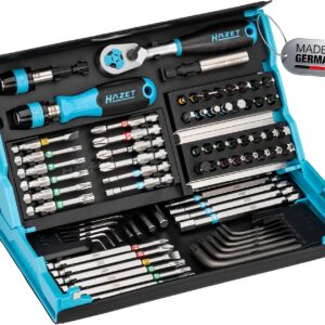 HAZET Smartcase Bit-Satz 2200SC-31 I 73-teilig, Antrieb: Sechskant 6,3 (1/4 Zoll), maximal viele Werkzeuge auf kleinstem Raum für beste Übersicht I klappbarer Werkzeug-Satz Made in Germany