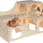 Resch Nr35 Meerschweinchenschloss naturbelassenes Massivholz aus Fichte/Mit Zwei großen EIN-/Ausgängen im Erdgeschoss, die im inneren durch einen „Tunnel“ verbunden sind / 55 x 39 x 33 cm (LxBxH)