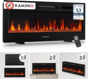 Elektrokamin Marlon - Elektrischer 3-in-1 Kamin mit Heizung, 3D-Flammeneffekt, 12 Flammenfarben, Fernbedienung (42 Zoll)