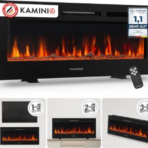 Elektrokamin Marlon - Elektrischer 3-in-1 Kamin mit Heizung, 3D-Flammeneffekt, 12 Flammenfarben, Fernbedienung (42 Zoll)