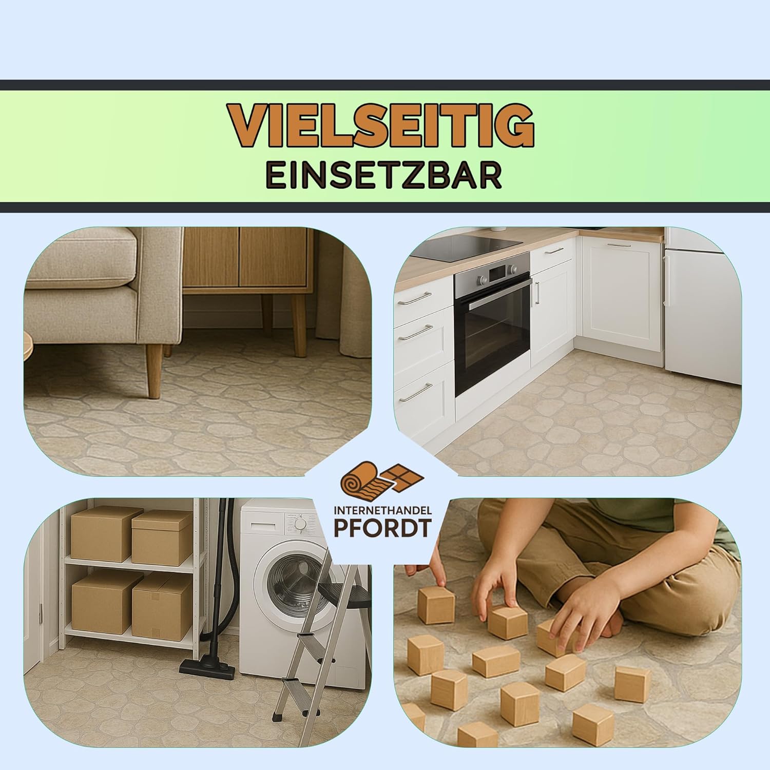 CV Bodenbelag Marlow Stein Optik, 300x200 cm, pflegeleichter PVC Vinylboden, Meterware für Küche und Wohnzimmer – Bild 5