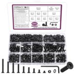 1051 Stück M3 Schrauben Set, M3 Senkkopfschrauben Set, Flachkopf Innensechskantschrauben Muttern Set, Maschinenschrauben mit Muttern und Unterlegscheiben Set Schwarz, Gewindeschrauben und Muttern Set