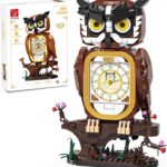 Eule Uhr Bauspielzeug 964 Stück Funktionierende Uhr Klemmbausteine Set Geschenk ab 6 Jahren für Jungs/Mädchen & Erwachsene Zimmer-Deko & Büro Dekoration