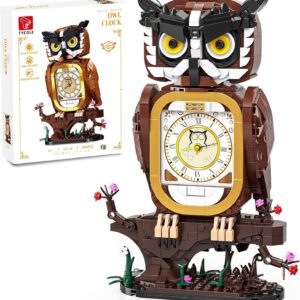 Eule Uhr Bauspielzeug 964 Stück Funktionierende Uhr Klemmbausteine Set Geschenk ab 6 Jahren für Jungs/Mädchen & Erwachsene Zimmer-Deko & Büro Dekoration