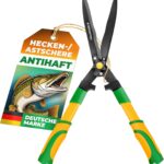 GRÜNTEK HECHT Heckenschere 560mm – Gartenschere Bypass mit SK5-Klinge aus Kohlenstoffstahl, Präzisionsklinge 320mm Wellenschliff, Teflonbeschichtet, Ergonomisch mit Gummigriffen, Stoßdämpfer