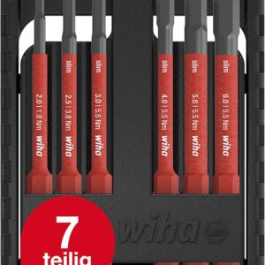 Wiha Bitset slimBit electric für Elektriker I Sechskant 7 teilig mit Bit-Box I VDE geprüfter Bit Satz für Profis (43156)