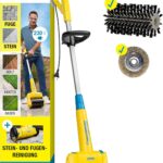 GLORIA MultiBrush speedcontrol PLUS I Elektrische Reinigungsbürste für Stein, Fugen, Holz, Kanten & Rasen | Für Terrasse, Wege & Garten | 11-in-1 Oberflächenbürste | Inkl. Fugenbürste & Steinreiniger