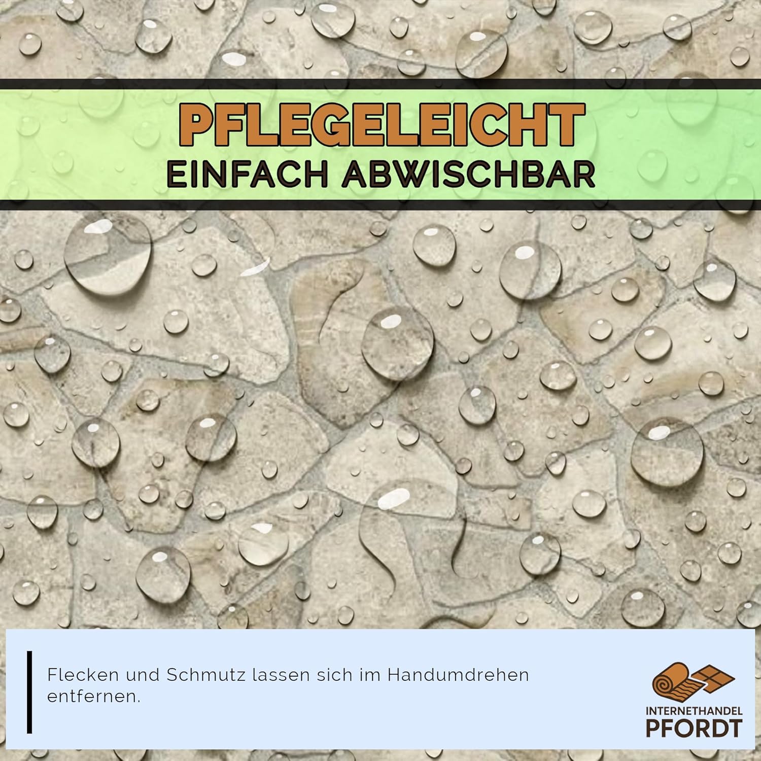 CV Bodenbelag Marlow Stein Optik, 300x200 cm, pflegeleichter PVC Vinylboden, Meterware für Küche und Wohnzimmer – Bild 3