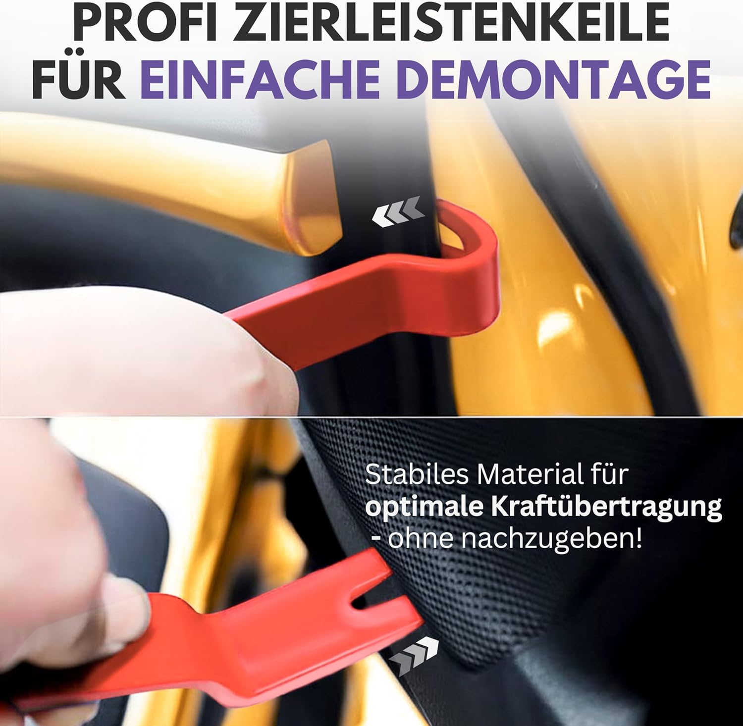 Filzada® 6er Set Hebelwerkzeug Auto (Extra Stark) - Demontage Werkzeug Auto - Kunststoffkeile Kfz - stabile Zierleistenkeile Auto - Plastikkeil - Kunststoff Hebelwerkzeug Auto – Bild 2