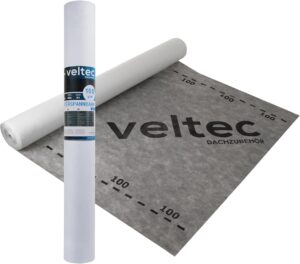 Parotec_Veltec 3-lagige Unterspannbahn 100g–200g/m² Diffusionsoffene Dachfolie W1 wasserdicht Sd 0,03–0,04 m Reißfest & UV-beständig 10m 25m 50m Unterdeckbahn für Steildach (100g - 37,5m²=25m x 1,5m)