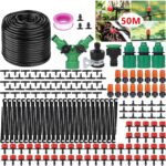 50m Garten BewässerungsSystem, 200 Pcs Garten Bewässerung Kit, Automatik Tröpfchenbewässerung Gartenbewässerung Misting Kühlsystem für Landschaft, Flower Bed und Terrasse Pflanzen