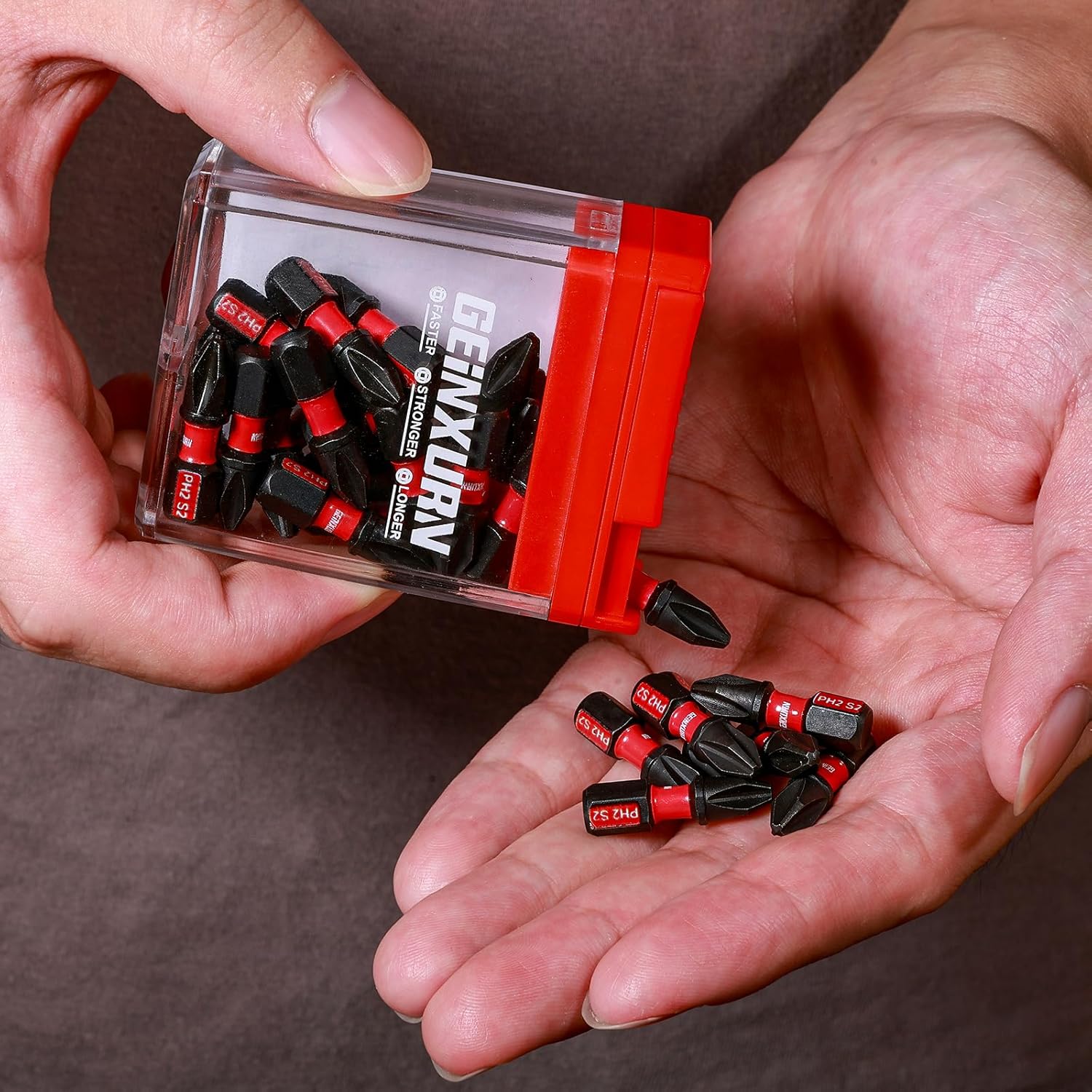 Geinxurn Schlagfeste Schraubendreher Bits Set, 180 Stücke 25mm Magnetisch (PH2/PZ2/T10/T15/T20/T25/T30/Hex) S2 Stahl Multi Treiber Bits mit Lagerung bunte Box – Bild 4