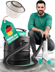 Aschesauger, 18L Tankvolumen, 1200 W Leistung, inkl. HEPA-Filter und Staubfilter, Aschesauger für Kamin, Pelletofen, Feuerschalen u.v.m.