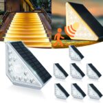 8PCS Solar Treppenbeleuchtung Aussen mit Bewegungsmelder, Warmweiß Licht Solartreppenleuchten IP44 Wasserdicht 800mAh für Gartenstufen Deck Terrasse Haustür Zaun