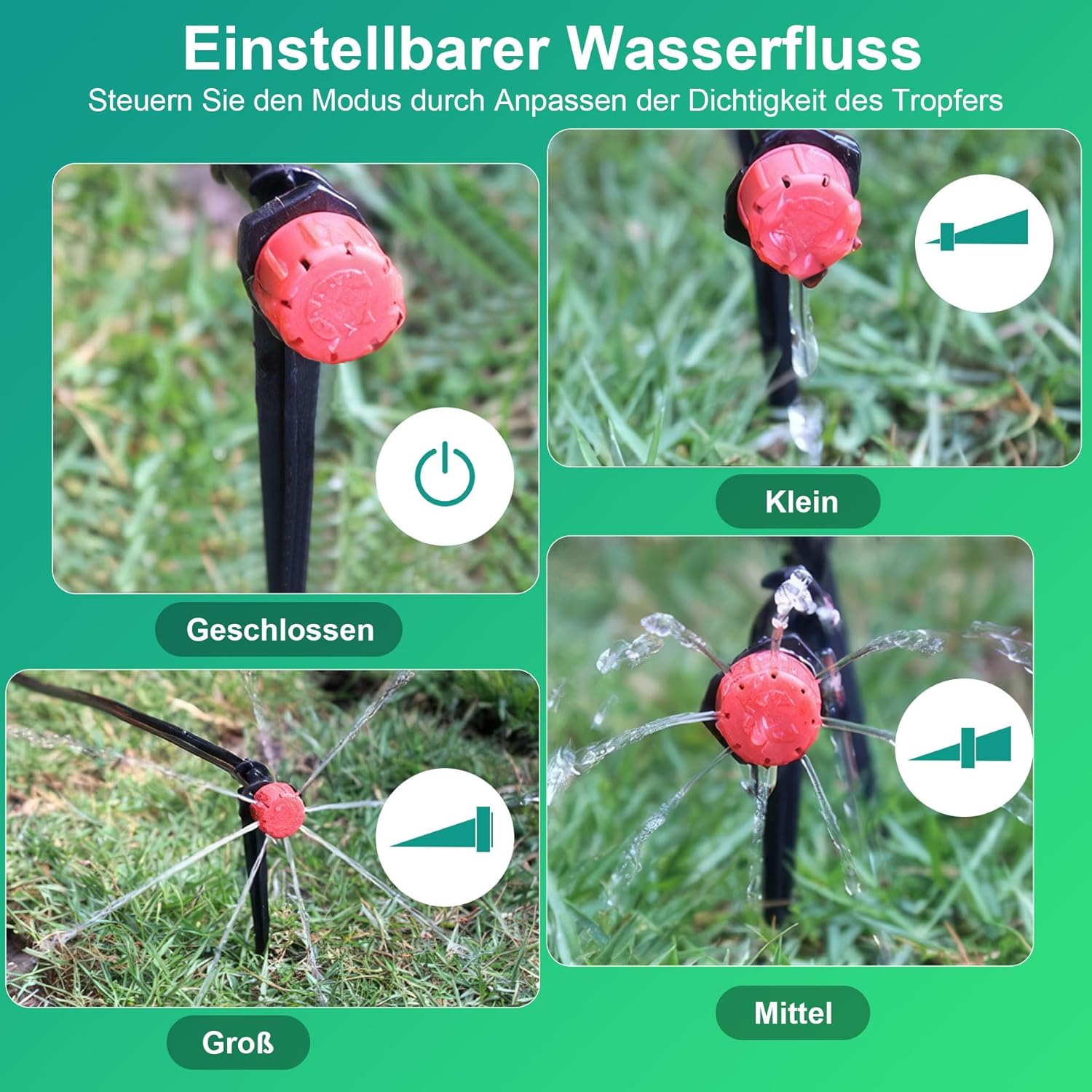 315PCS Bewässerung Garten Set 60+15M DIY Garten Bewässerungssystem Gartenbewässerung Pflanzen Bewässerungssystem Outdoor Gewächshaus Beregnungsanlage Garten Zubehör für BlumenRasen Terrasse – Bild 3