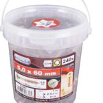 Connex Universalschrauben 5,0 x 60 mm - 240 Stück im Set - Senkkopf - TX Torx-Antrieb - Teilgewinde - Gelb verzinkt - Inkl. Bit / Schrauben-Set / Schrauben-Eimer / B30083