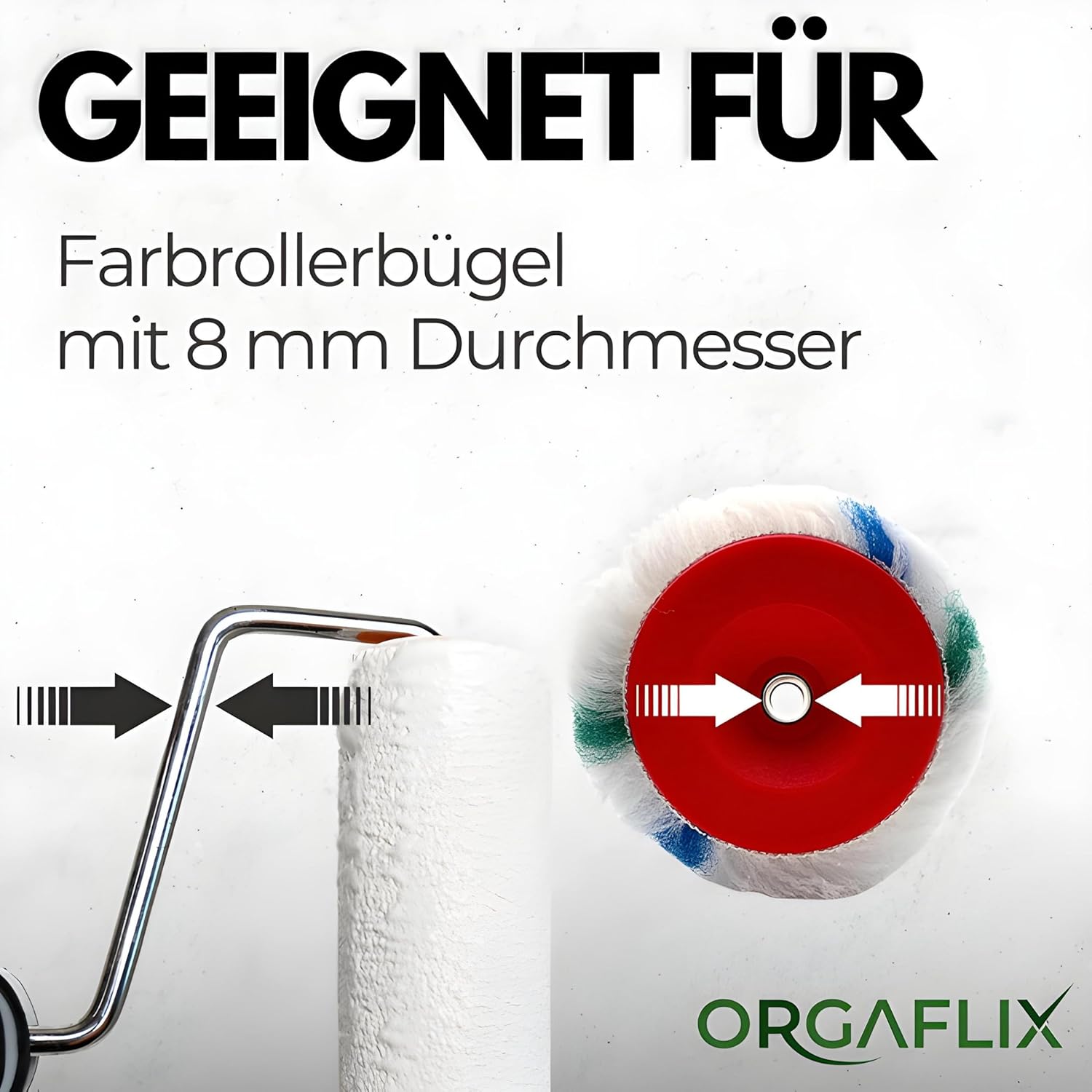 Profi Farbwalze 25cm - 2 Stück - Ideale Farbaufnahme und Abgabe - Florhöhe ca. 9mm, Kern 48mm, Farbroller Wandfarbe, Malerrolle groß, Farbrolle, Malerwalze, Maler-Zubehör, Maler-Set – Bild 4