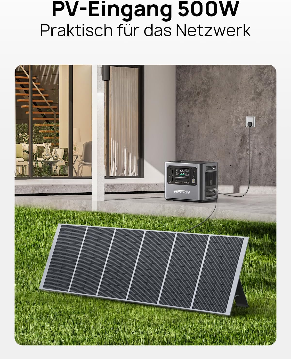 AFERIY Solar Generator 2400W mit 400W Solarmodule, 2048Wh Tragbare Powerstation (4800W Peak), LiFePO4 Batterie, 220V-240V, Faltbar Solarpanel mit USB, IP65, für Outdoor Camping, Reise, Stromausfälle – Bild 2