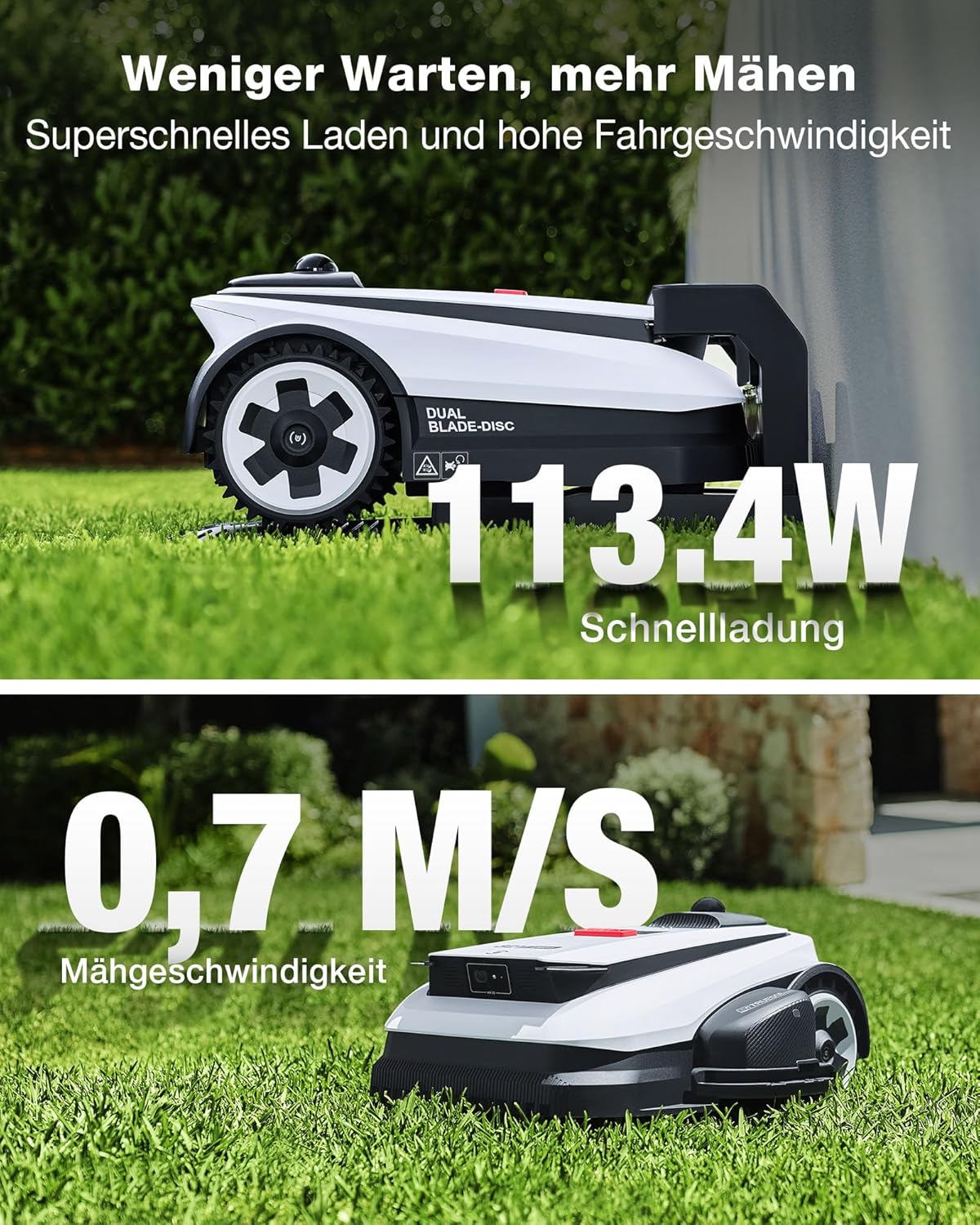 ECOVACS Goat A1600 LiDAR PRO Mähroboter ohne Begrenzungskabel, 1.600 m², 360° Dual-LiDAR-Navigation, automatische Kartierung, KI-3D-Hindernisvermeidung, superschnelles Laden, 50% Steigung 5 ECOVACS Goat A1600 LiDAR PRO Mähroboter ohne Begrenzungskabel, 1.600 m², 360° Dual-LiDAR-Navigation, automatische Kartierung, KI-3D-Hindernisvermeidung, superschnelles Laden, 50% Steigung – Bild 5