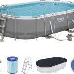 Bestway Power Steel Oval Pool Set 488x305x107 cm, Ovaler Stahlrahmenpool-Set mit Filterpumpe und Zubehör