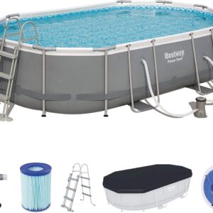 Bestway Power Steel Oval Pool Set 488x305x107 cm, Ovaler Stahlrahmenpool-Set mit Filterpumpe und Zubehör