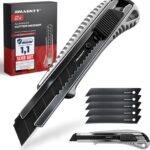 HASKYY Cuttermesser Teppichmesser Cutter Set 2 Stück inkl. 5 SK5-Hochkarbonstahl Klingen 18mm, Lock-Funktion, Ergonomischer Anti-Rutsch-Griff, Klingenbrecher & Schnellwechselsystem