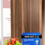 Schneidebrett aus Nussbaumholz XXL | 60 x 40 x 3 cm | Massives Walnussholz | Robustes Hackbrett aus Edelholz | Extra Groß & Messerfreundlich