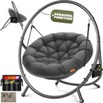 KESSER® Hängesessel mit Gestell Bali Hängeschaukel Hängestuhl bis 150kg für Indoor und Outdoor + Kissen & Seitentasche Hängekorb Stahlgestell & Schaumstoff Sitzpolster