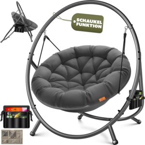 KESSER® Hängesessel mit Gestell Bali Hängeschaukel Hängestuhl bis 150kg für Indoor und Outdoor + Kissen & Seitentasche Hängekorb Stahlgestell & Schaumstoff Sitzpolster