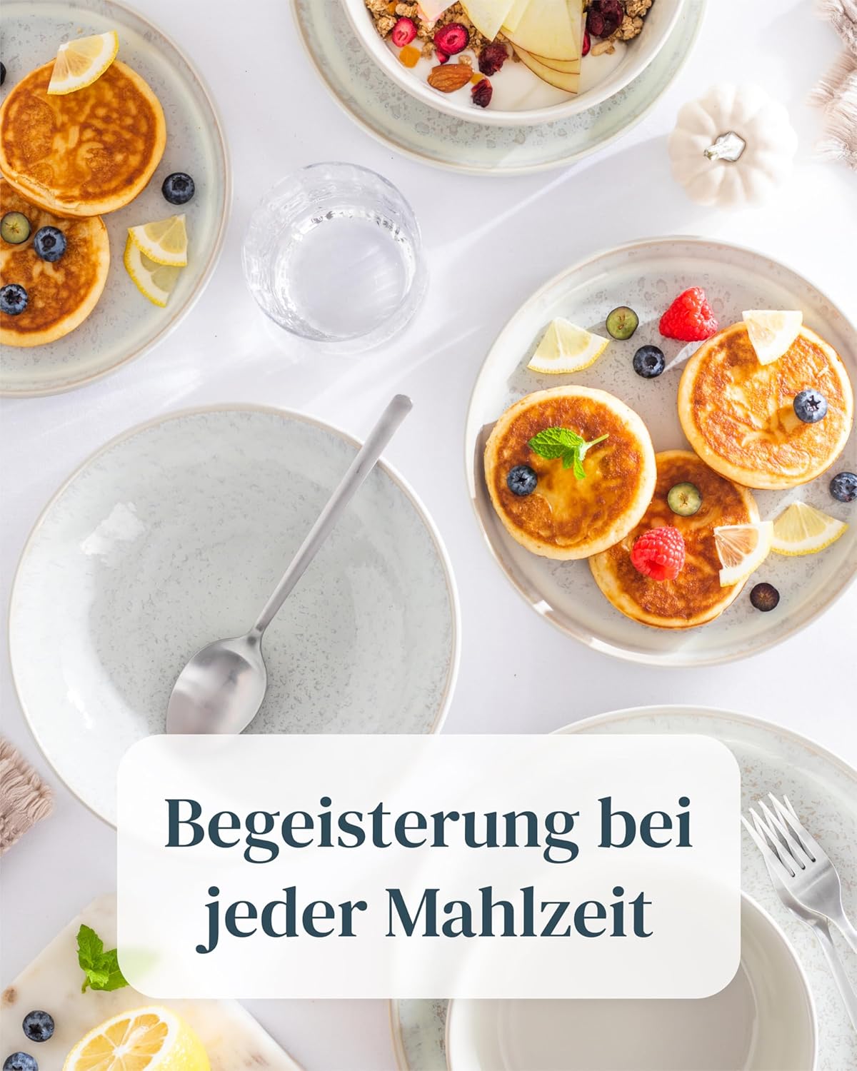 Steingut Geschirrset 6 Personen Ibiza 24 tlg. TESTSIEGER, Traumhaftes Mediterranes Steingut Geschirr Set, Schüssel- und Teller Set, Tafelservice 6 Personen, Geschirrsets Pure Living in Beige – Bild 4
