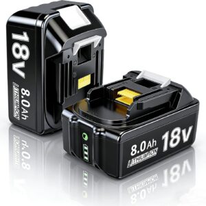 2 x 18V 8.0Ah/8000mAh für makita,Ersatzakku für makita 18V Li-ion Akku BL1850 BL1850B BL1830 BL1860B BL1845 BL1835 BL1815 194205-3 LXT-400 BL1860 with LED Werkzeugakku
