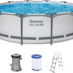 Bestway® Steel Pro MAX™ Aufstellpool-Set mit Filterpumpe Ø 366 x 100 cm, lichtgrau, rund