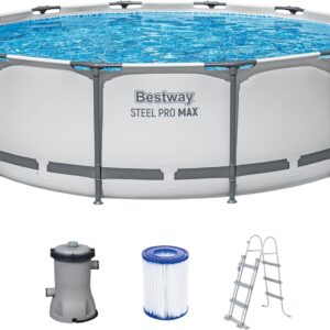 Bestway® Steel Pro MAX™ Aufstellpool-Set mit Filterpumpe Ø 366 x 100 cm, lichtgrau, rund