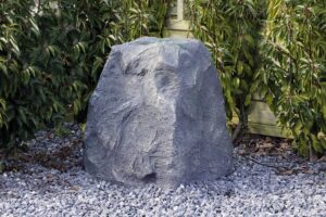 Arnusa Gartenfelsen 60x50cm Abdeckfelsen Filterabdeckung Gartendeko Trafohaus Abdeckung Findling Felsen Kunststein Grau
