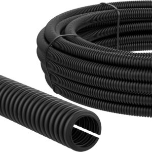 AUPROTEC Wellrohr geschlitzt 2 bis 50m / Leerrohr geschlitzt/Wellrohr UV beständig/Kabelschutzschlauch/Kabelschlauch schwarz - Innendurchmesser 14 mm, Länge 2 m