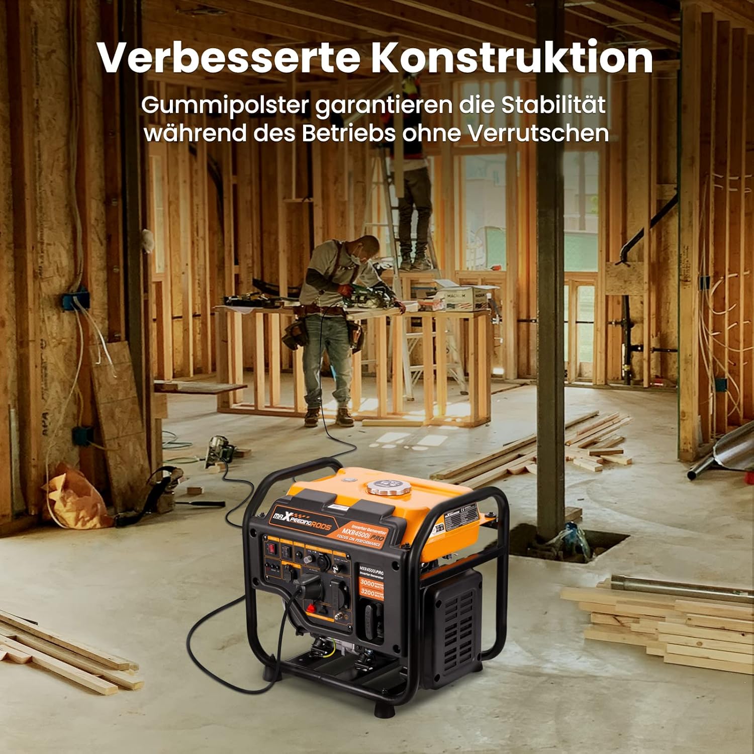 3200W Inverter-Generator, Benzin 4-Takt Backup-Stromversorgung mit Parallell-Funktion, mit AC/DC/USB-Ausgängen für Garten, Arbeitsplatz, Haus, Garage und mehr – Bild 4