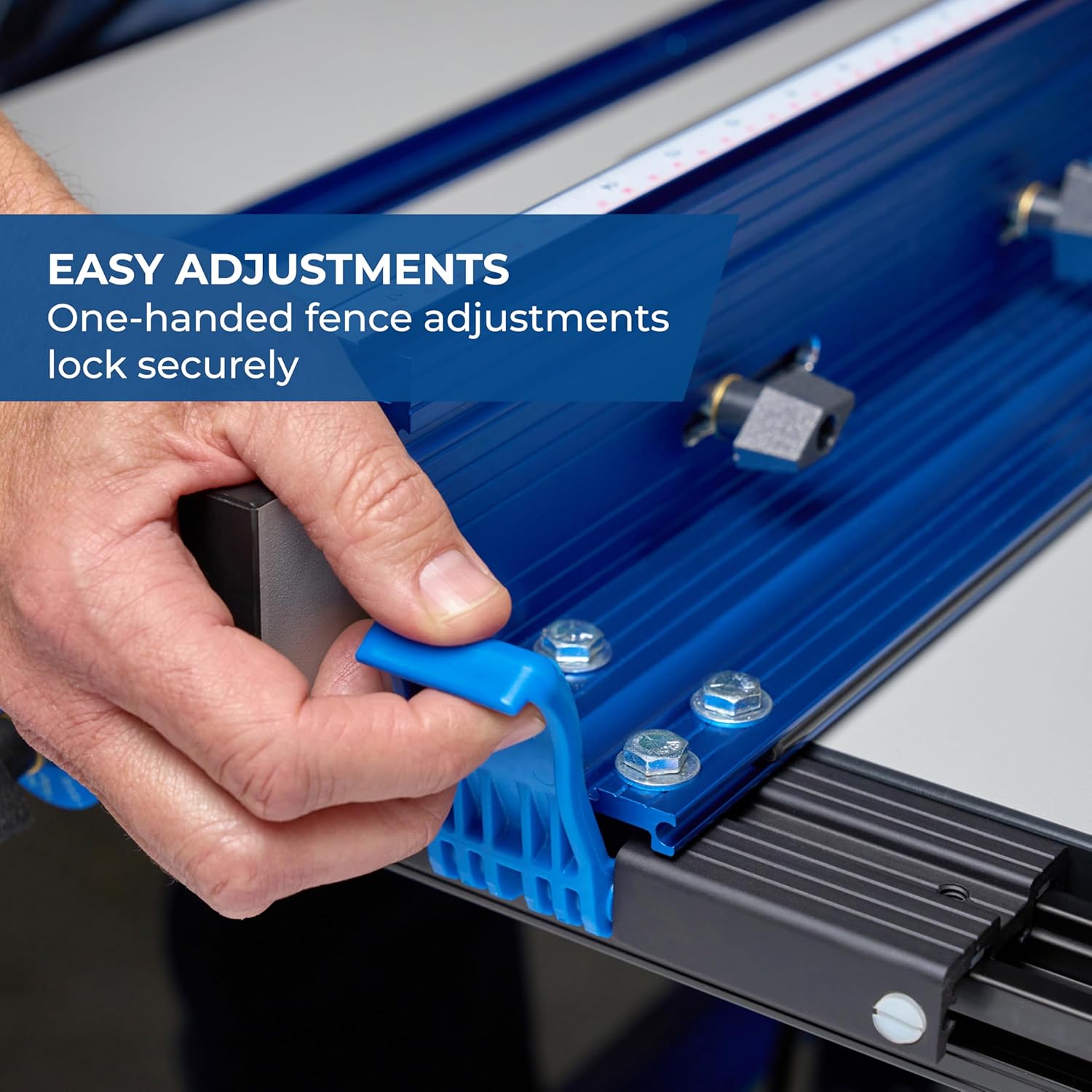 Kreg robuster Präzisions Frästischsystem PRS1045, bestehend aus Untergestell, Frästischplatte, Einlegeplatte und Fräsanschlag - höhenverstellbar – Bild 5