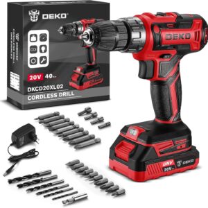 Akkuschrauber Akku Bohrschrauber Akkubohrer Bohrmaschine Schrauber set：DEKOPRO 20V 30 tlg Zubehör 18+1 Drehmomentstufen Schlagbohrschrauber 40Nm Max 2-Gang Bohrer LED Licht - Für Haus Reparatur DIY