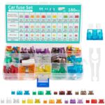 180 pcs Kfz Sicherungen Set, Auto Sicherungen Set, Micro sicherungen Auto, Mini Flachsicherungen, Standard, 1 Sicherungszieher-für PKW/Motorrad/Wohnmobil(2A-40A）