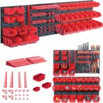 Kistenberg Werkzeugwand Regal Arbeitswand Lagersystem Set Stapelkästen Stapelboxen Werkzeughänge, 61-teilig