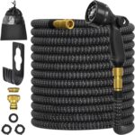 Flexibler Gartenschlauch 30m, Ultty Ausziehbare Garten Schlauch mit 10 Funktions Brause, Leichter Flexibler Garden Hose mit 3/4 und 1/2 Zoll Metallverbindung für Gartenarbeit, Waschen und Gießen