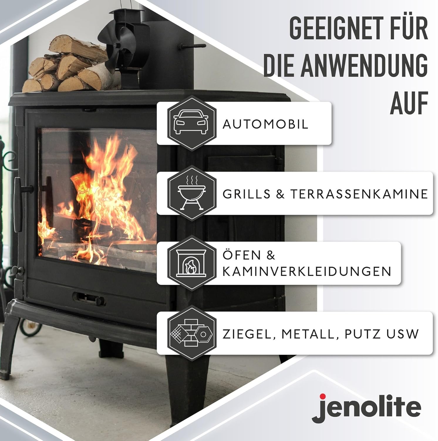 JENOLITE Directorust Grill & Ofen Sprühfarbe - Schwarz Matt I 400ml | Hitzebeständiger Lack I Hochtemperatur Lack bis 650°C I Grill Spray, Ofenlack, Kaminlack, Grillkamin Farbe, Auspufflack & mehr – Bild 4