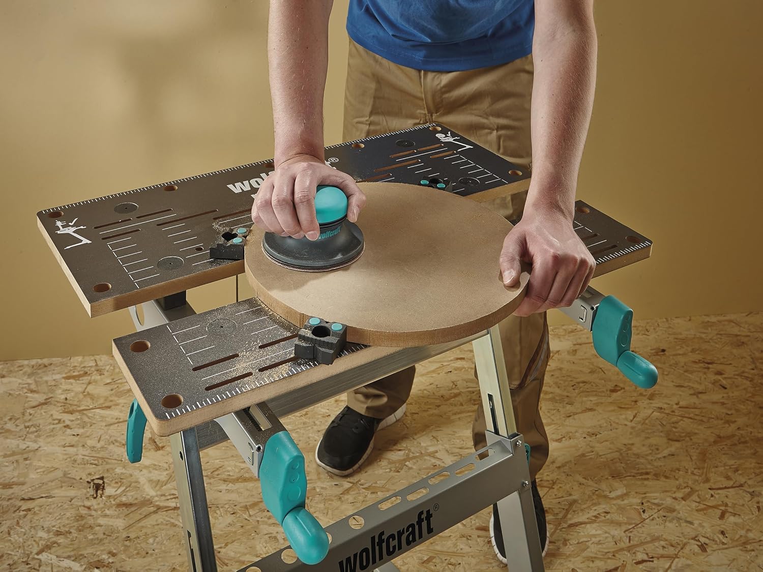 wolfcraft Flächenschleifer I 5894000 I mit Klettgewebe zum schnellen Schleifpapierwechsel I Ø 125 mm I für schnelles Schleifen - Made in Europe – Bild 5