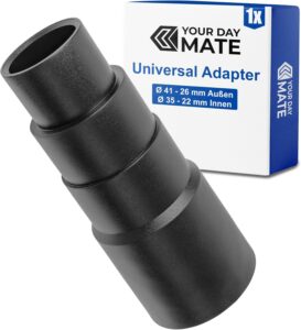 Universal Staubsauger Adapter, 1 Stück, Schwarz, kompatibel mit Bosch, Makita, Kärcher, uvm., 4-stufig mit Ø 41-26 mm Außen, Ø 35-22 mm Innen, Reduzierstück Schlauchadapter, Staubsaugeradapter