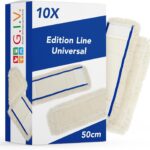 Baumwollmopp Wischbezug 50cm, weiß - Ersatzbezug für Bodenwischer - Wischmopp Bezug für alle gängigen Klapphalter - hohe Schmutzaufnahme - Trocken & Nass Reinigung (10x)