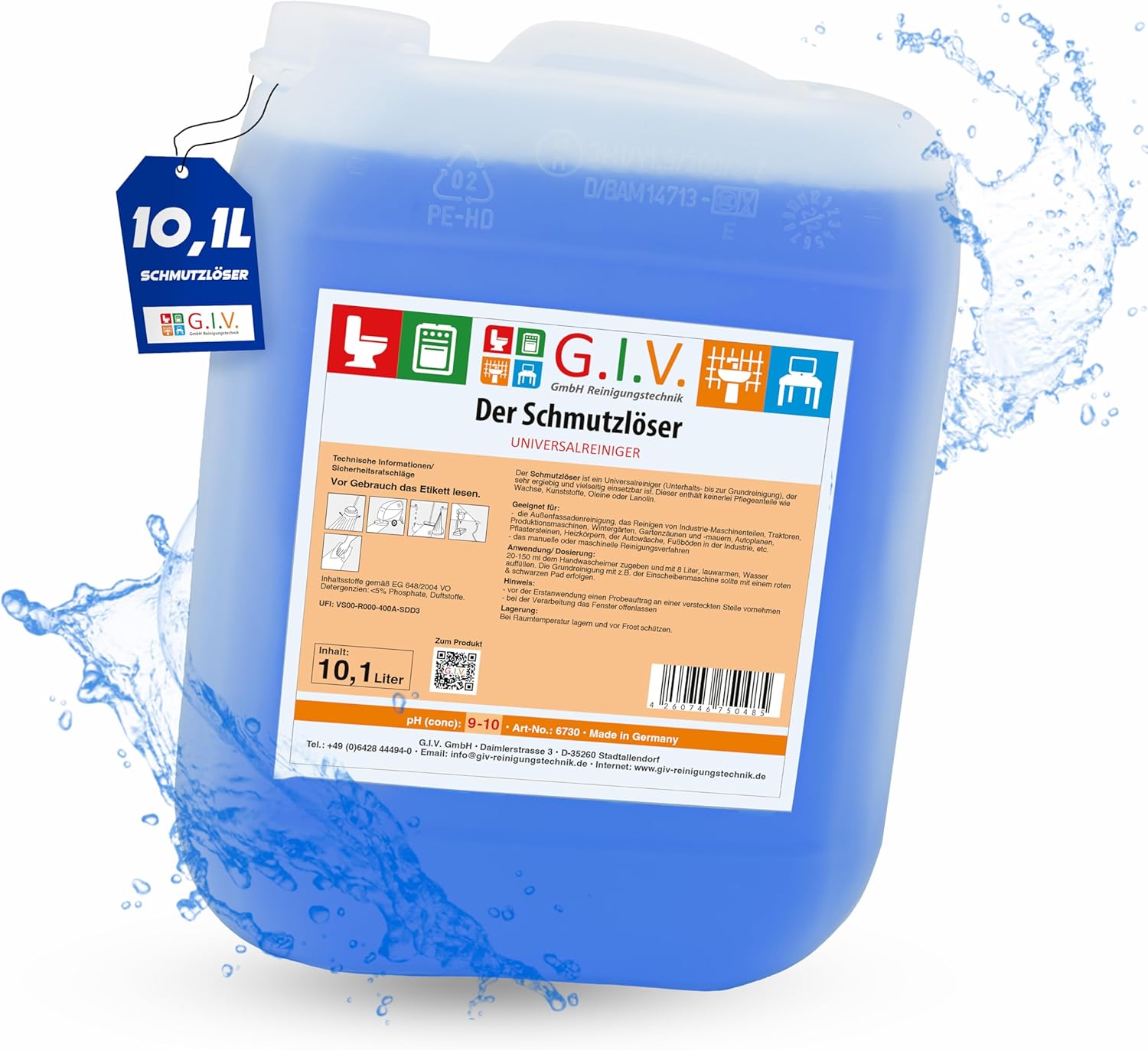 Schmutzlöser 10,1L Kanister - Universalreiniger Allzweckreiniger Industrie, Haushalt & Garten - Reinigungsmittel, Schmutzentfernung Maschinen, Fassaden, Pflastersteine