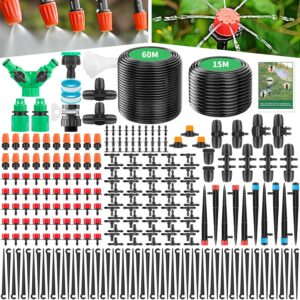 Forever Speed BewässerungsSystem 315PCS Garten Bewässerung Kit, 60M+15M Bewässerungsrohre, Tröpfchenbewässerung Sprühbewässerung Kühlsystem für Landschaft, Gewächshaus, Terrasse