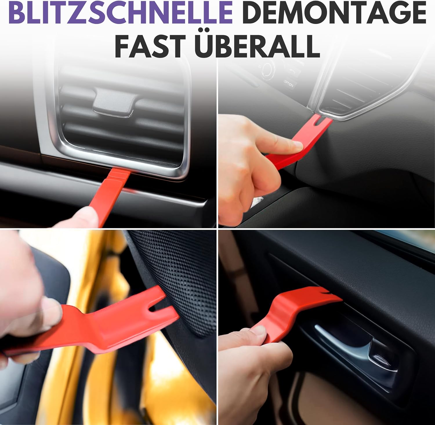 Filzada® 6er Set Hebelwerkzeug Auto (Extra Stark) - Demontage Werkzeug Auto - Kunststoffkeile Kfz - stabile Zierleistenkeile Auto - Plastikkeil - Kunststoff Hebelwerkzeug Auto – Bild 5