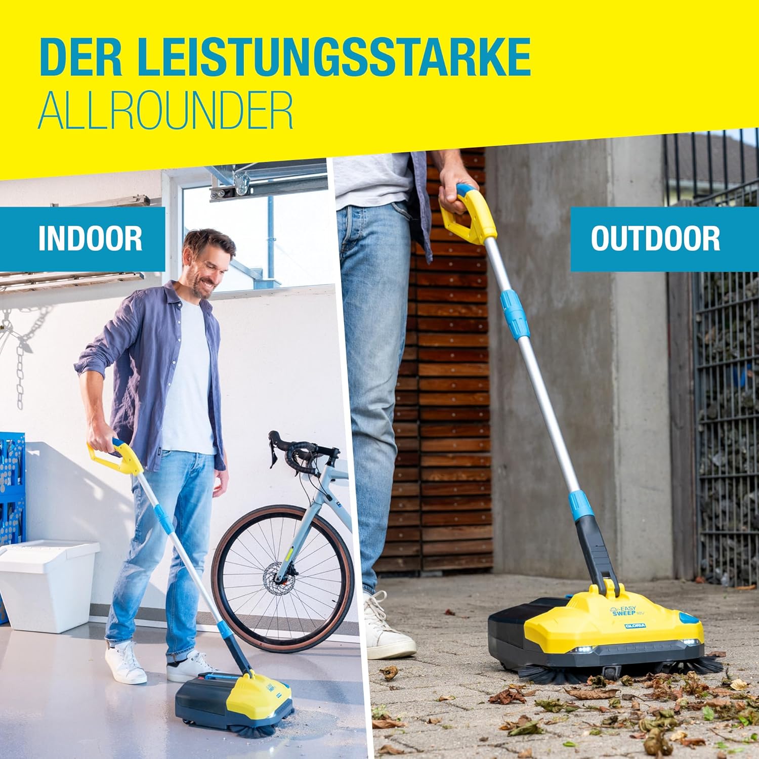 GLORIA Akku-Kehrmaschine EasySweep 18V inkl. Bosch 18V Akku | Elektrischer Akkubesen & Kehrbesen für Indoor & Outdoor | Einfahrt, Gehweg, Terrasse, Garage & Laub | 40 cm Arbeitsbreite & 4,5L Behälter – Bild 3